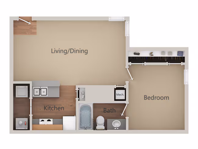 1 Bed • 1 Bath 1407 floor plan
